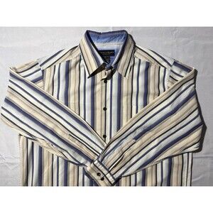 Crazy Horse Mens Striped Long Sleeve Button Down Shirt Large Claiborne Company